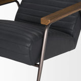 Grosjean Black Leather w/ Black Metal Frame Accent Chair by Mercana at Eve Furniture