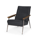 Grosjean Black Leather w/ Black Metal Frame Accent Chair by Mercana at Eve Furniture