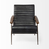 Grosjean Black Leather Wrap Metal Frame Accent Chair by Mercana at Eve Furniture