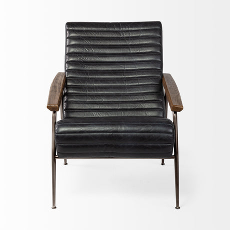 Grosjean Black Leather Wrap Metal Frame Accent Chair by Mercana at Eve Furniture