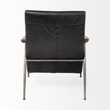 Grosjean Black Leather Wrap Metal Frame Accent Chair by Mercana at Eve Furniture