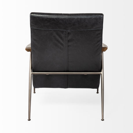 Grosjean Black Leather Wrap Metal Frame Accent Chair by Mercana at Eve Furniture