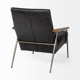 Grosjean Black Leather Wrap Metal Frame Accent Chair by Mercana at Eve Furniture