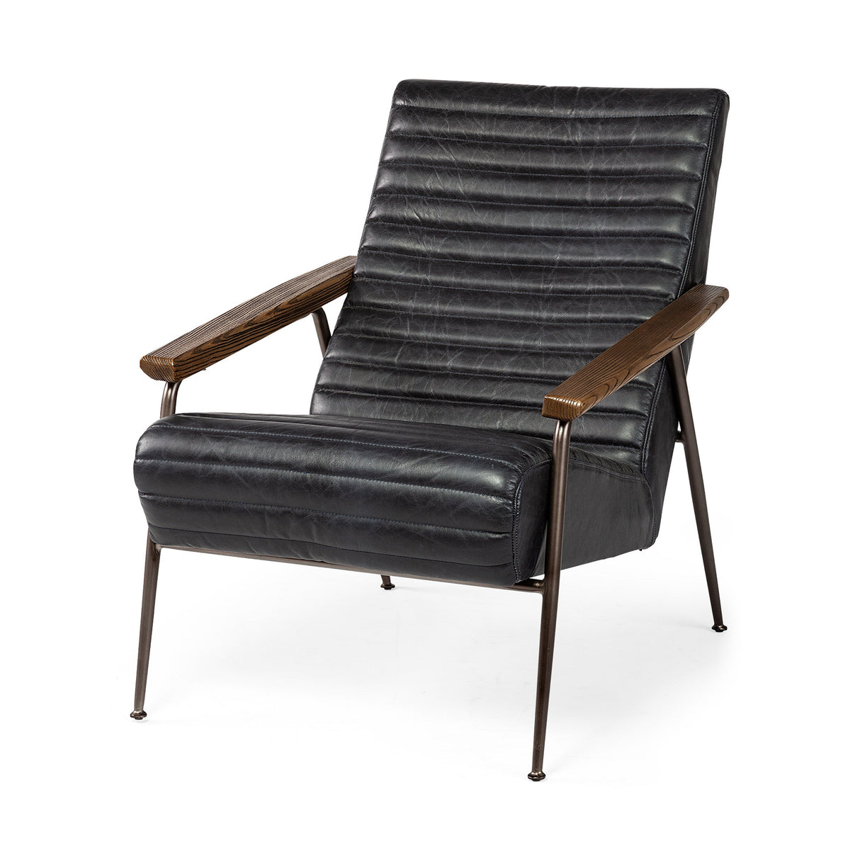 Grosjean Black Leather Wrap Metal Frame Accent Chair by Mercana at Eve Furniture