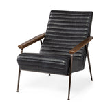 Grosjean Black Leather Wrap Metal Frame Accent Chair by Mercana at Eve Furniture