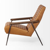 Grosjean Brown Leather Wrap Metal Frame Accent Chair by Mercana at Eve Furniture