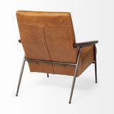Grosjean Brown Leather Wrap Metal Frame Accent Chair by Mercana at Eve Furniture