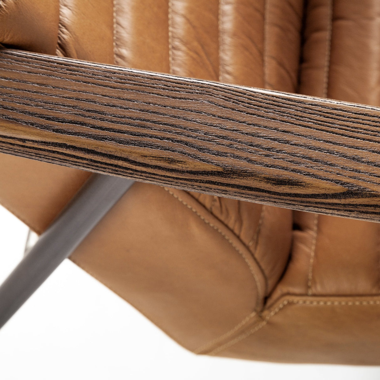 Grosjean Brown Leather Wrap Metal Frame Accent Chair by Mercana at Eve Furniture