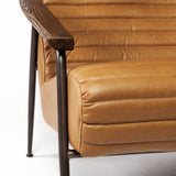 Grosjean Brown Leather Wrap Metal Frame Accent Chair by Mercana at Eve Furniture