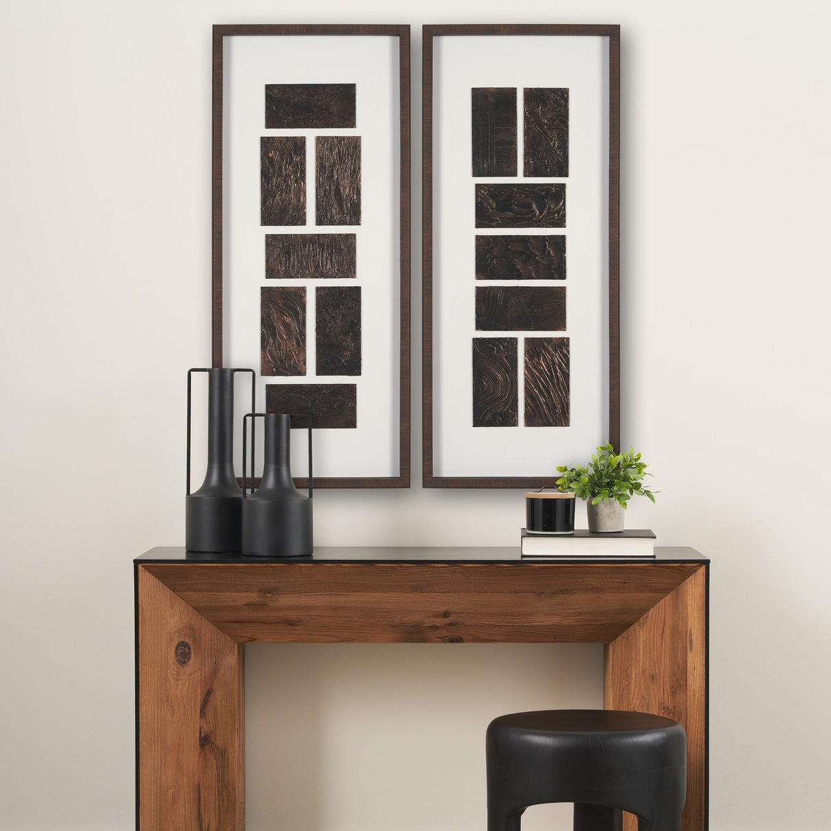 Grouped Bricks (Set of 2) by Studio M a handmade Original Framed Artwork under Glass by Mercana at Eve Furniture