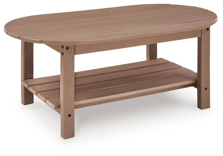 Grover Beach Driftwood Outdoor Coffee Table by Ashley at Eve Furniture