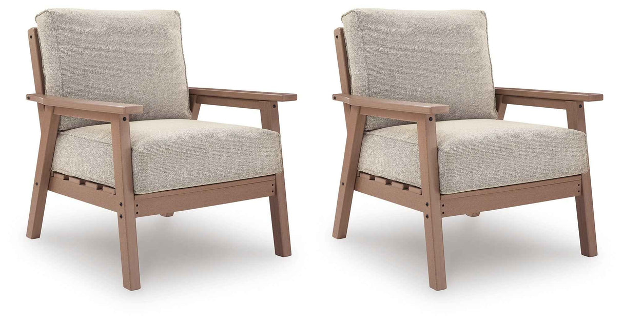 Grover Beach Driftwood Outdoor Lounge Chair with Cushion (Set of 2) by Ashley at Eve Furniture