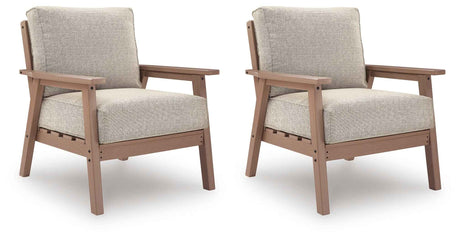Grover Beach Driftwood Outdoor Lounge Chair with Cushion (Set of 2) by Ashley at Eve Furniture