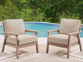 Grover Beach Driftwood Outdoor Lounge Chair with Cushion (Set of 2) by Ashley at Eve Furniture