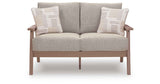 Grover Beach Driftwood Outdoor Loveseat with Cushion by Ashley at Eve Furniture