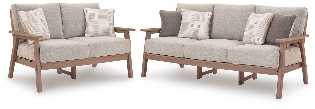 Grover Beach Driftwood Outdoor Sofa and Lovesea by Ashley at Eve Furniture