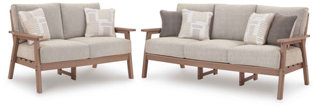 Grover Beach Driftwood Outdoor Sofa and Lovesea by Ashley at Eve Furniture