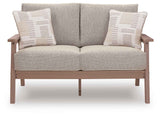 Grover Beach Driftwood Outdoor Sofa, Loveseat, and Coffee Table by Ashley at Eve Furniture