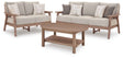 Grover Beach Driftwood Outdoor Sofa, Loveseat, and Coffee Table by Ashley at Eve Furniture