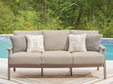 Grover Beach Driftwood Outdoor Sofa with Cushion by Ashley at Eve Furniture