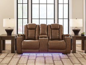 Gruaro Amber Power Reclining Loveseat with Console by Ashley at Eve Furniture