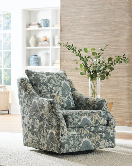 Gubbins Blue/Green/Yellow Swivel Accent Chair by Ashley at Eve Furniture