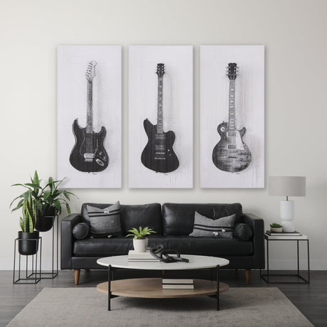 Guitar II by Mercana Studio a Hand Embellished Textured Canvas by Mercana at Eve Furniture