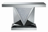 Gunilla Rectangular Sofa Table with Triangle Detailing Silver/Clear Mirror