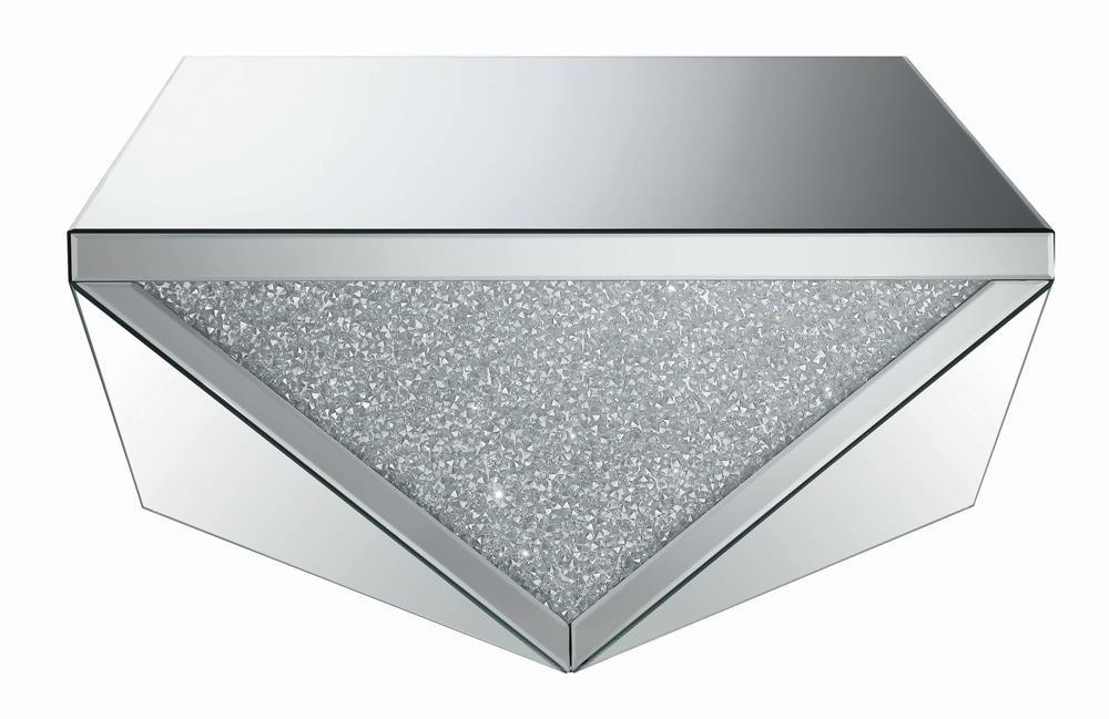 Gunilla Silver/Clear Mirror Square Coffee Table with Triangle Detailing by Coaster at Eve Furniture