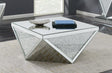 Gunilla Silver/Clear Mirror Square Coffee Table with Triangle Detailing by Coaster at Eve Furniture