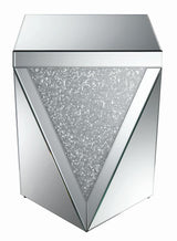 Gunilla Silver/Clear Mirror Square End Table with Triangle Detailing by Coaster at Eve Furniture