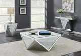 Gunilla Silver/Clear Mirror Square Coffee Table with Triangle Detailing