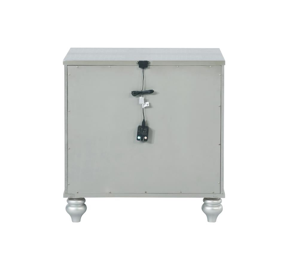 Gunnison 2-Drawer Nightstand Silver Metallic