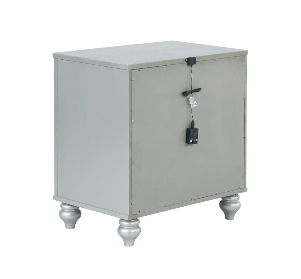 Gunnison 2-Drawer Nightstand Silver Metallic