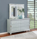 Gunnison 6-drawer Dresser with Mirror Silver Metallic