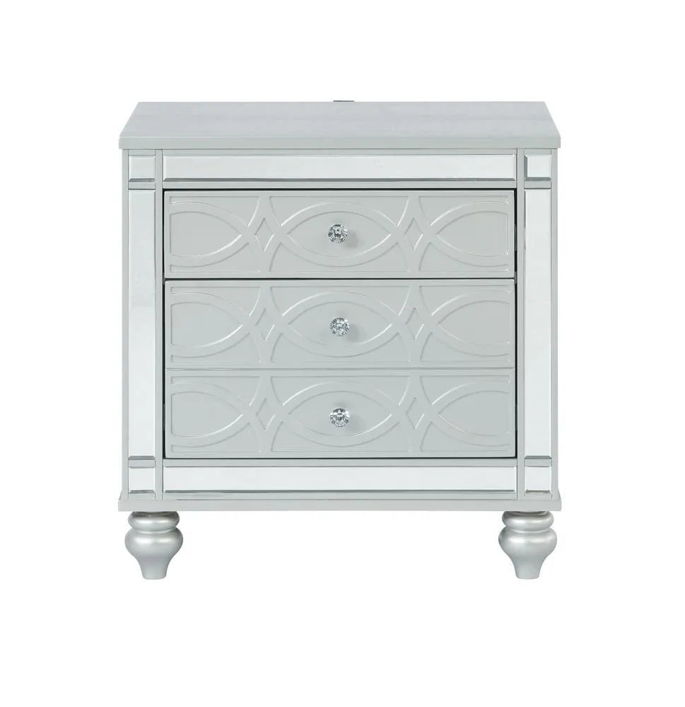 Gunnison Silver Metallic 2-Drawer Nightstand by Coaster at Eve Furniture