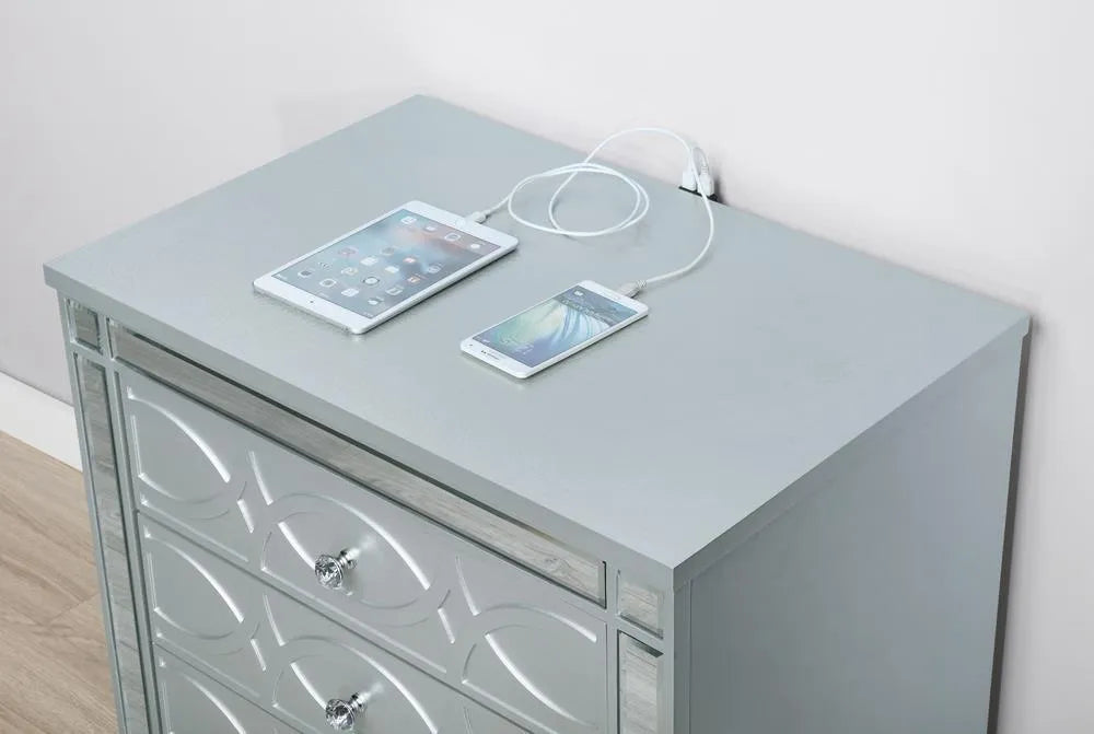 Gunnison Silver Metallic 2-Drawer Nightstand by Coaster at Eve Furniture