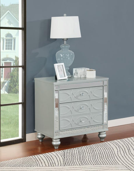 Gunnison Silver Metallic 2-Drawer Nightstand by Coaster at Eve Furniture