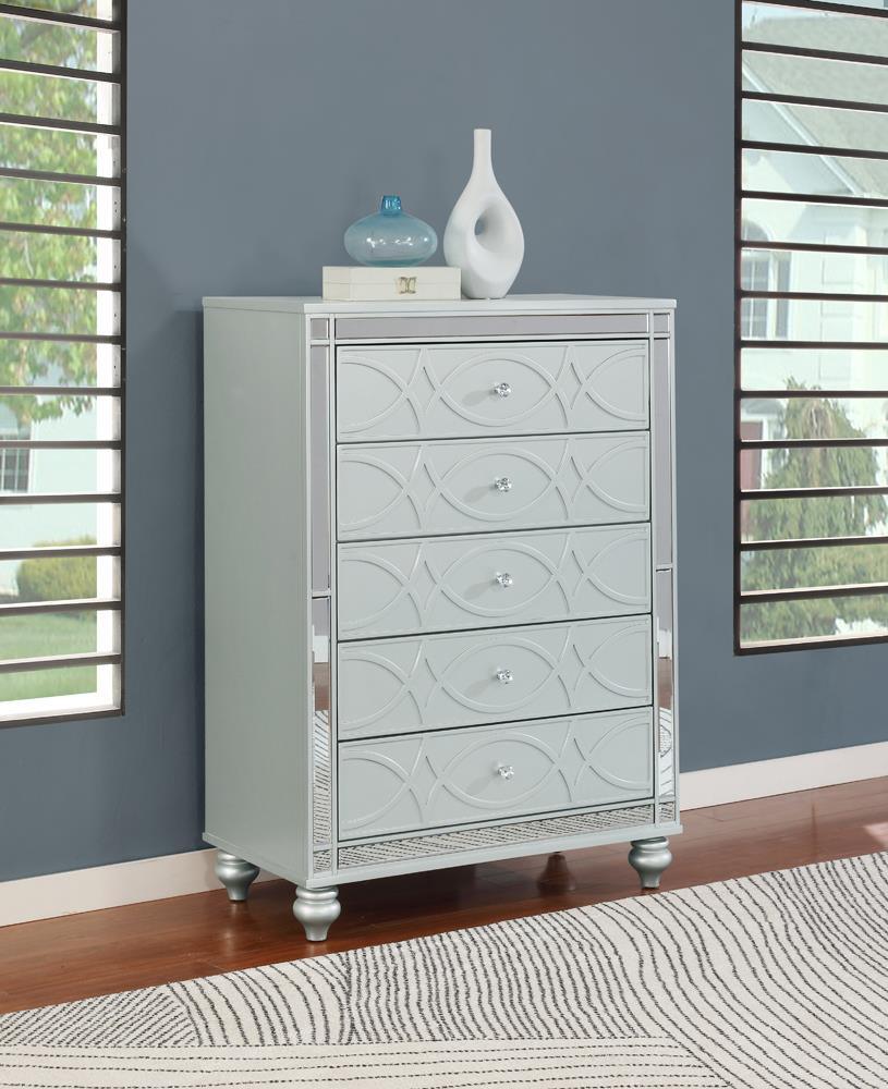 Gunnison Silver Metallic 5-Drawer Chest by Coaster at Eve Furniture