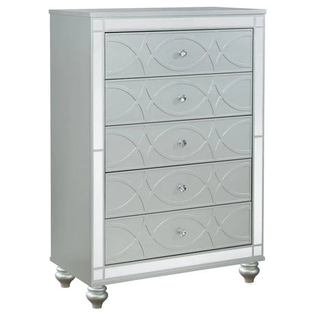 Gunnison Silver Metallic 5-Piece King Bedroom Set with LED Lighting by Coaster at Eve Furniture