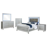 Gunnison Silver Metallic 5-Piece King Bedroom Set with LED Lighting by Coaster at Eve Furniture