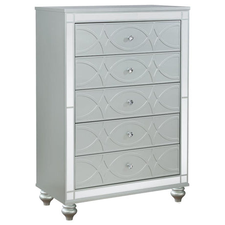 Gunnison Silver Metallic 5-Piece Queen Bedroom Set with LED Lighting by Coaster at Eve Furniture