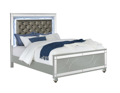 Gunnison Silver Metallic Queen Panel Bed with LED Lighting by Coaster at Eve Furniture