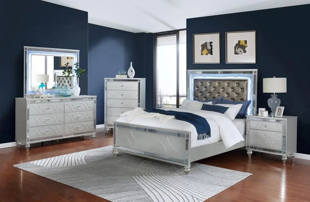 Gunnison Silver Metallic Queen Panel Bed with LED Lighting by Coaster at Eve Furniture