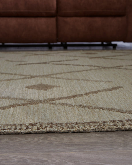 Guyford Beige/Brown Large Rug by Ashley at Eve Furniture