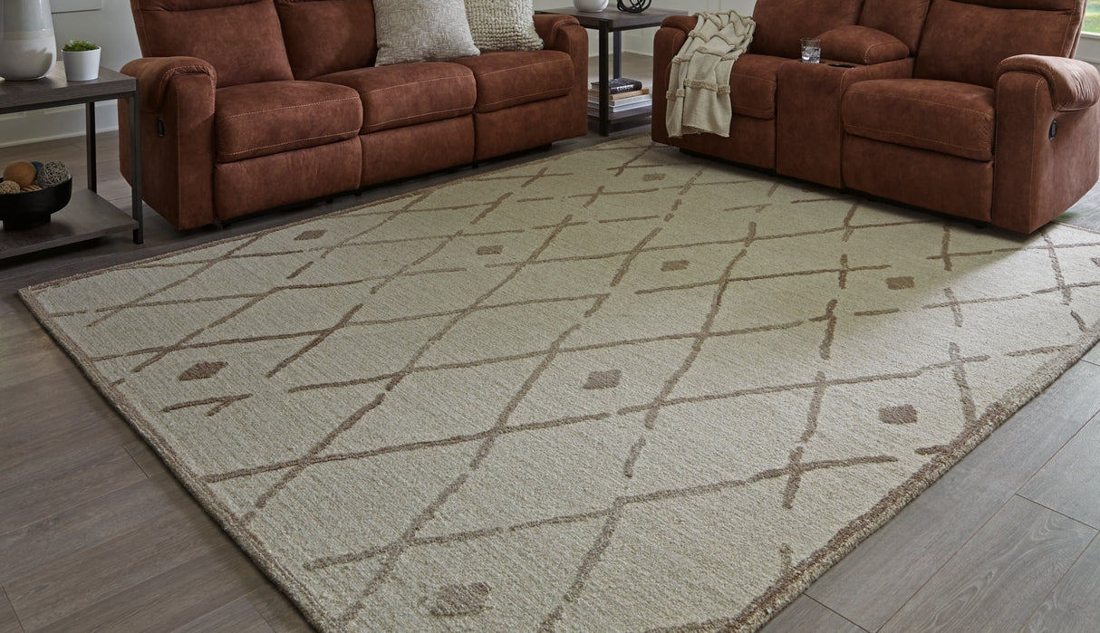 Guyford Beige/Brown Large Rug by Ashley at Eve Furniture