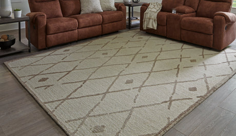 Guyford Beige/Brown Large Rug by Ashley at Eve Furniture