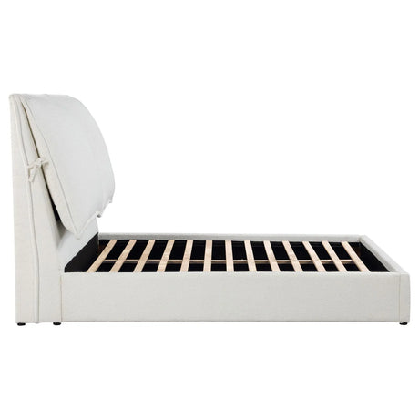 Gwendoline Upholstered White Queen Platform Bed with Pillow Headboard by Coaster at Eve Furniture