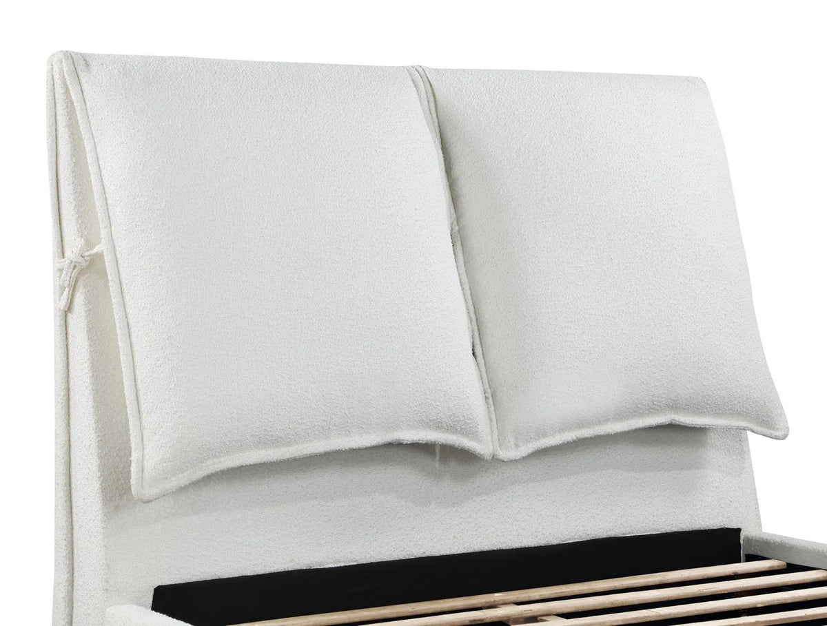 Gwendoline Upholstered White Queen Platform Bed with Pillow Headboard by Coaster at Eve Furniture