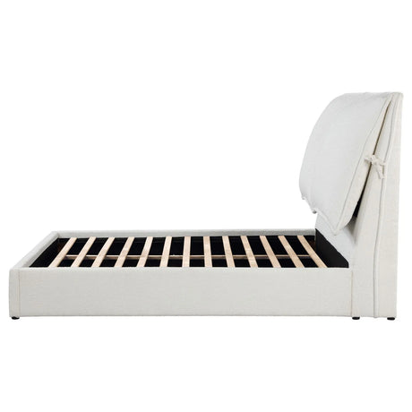 Gwendoline Upholstered White Queen Platform Bed with Pillow Headboard by Coaster at Eve Furniture
